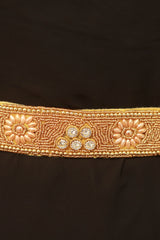 Golden Radiance: Aari & Maggam Work Hip Belt, White Stones | JCSFashions