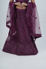 Stunning Net Lehenga Adorned with Stone and Mirror Detailing