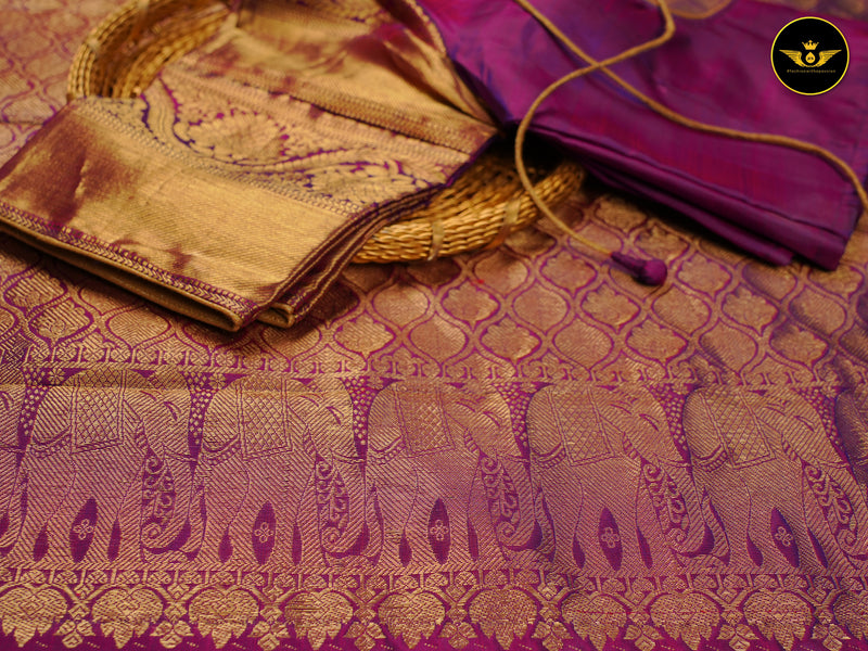 Pure Kanchipuram Silk Saree With Fully Stitched Blouse