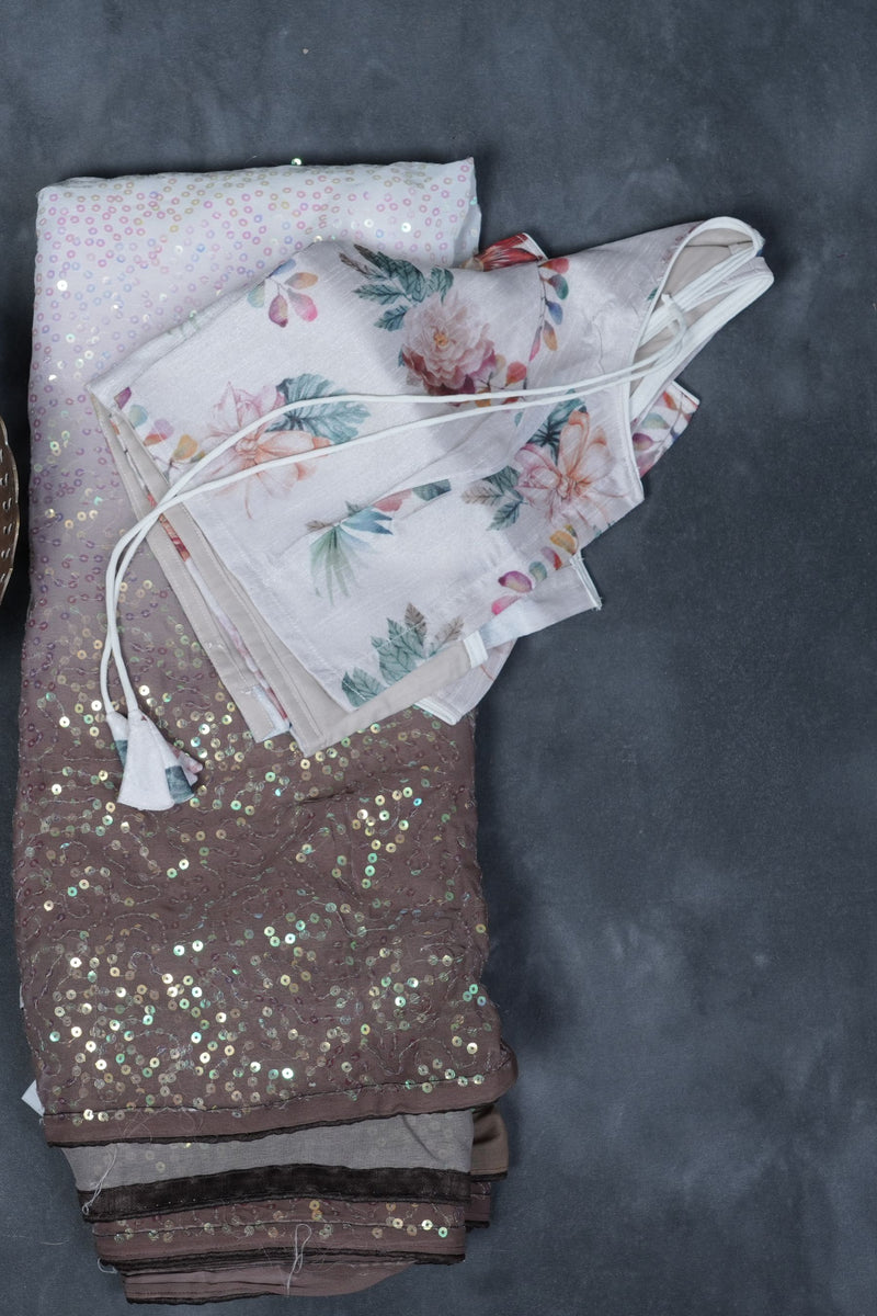 Bollywood Star Collection: Vibrant Digital-Print Saree with Sequin