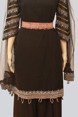 Chic Aari & Maggam Work Hip Belt: Elegant White Stones, Stylish Copper Hue