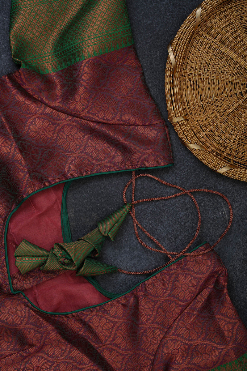Royal Banarasi Tissue Saree with Green Border - Elegance Meets Comfort