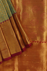 Kanjivaram Elegance: Pure Zari Weaving Saree, Contrast Border |JCSFashions