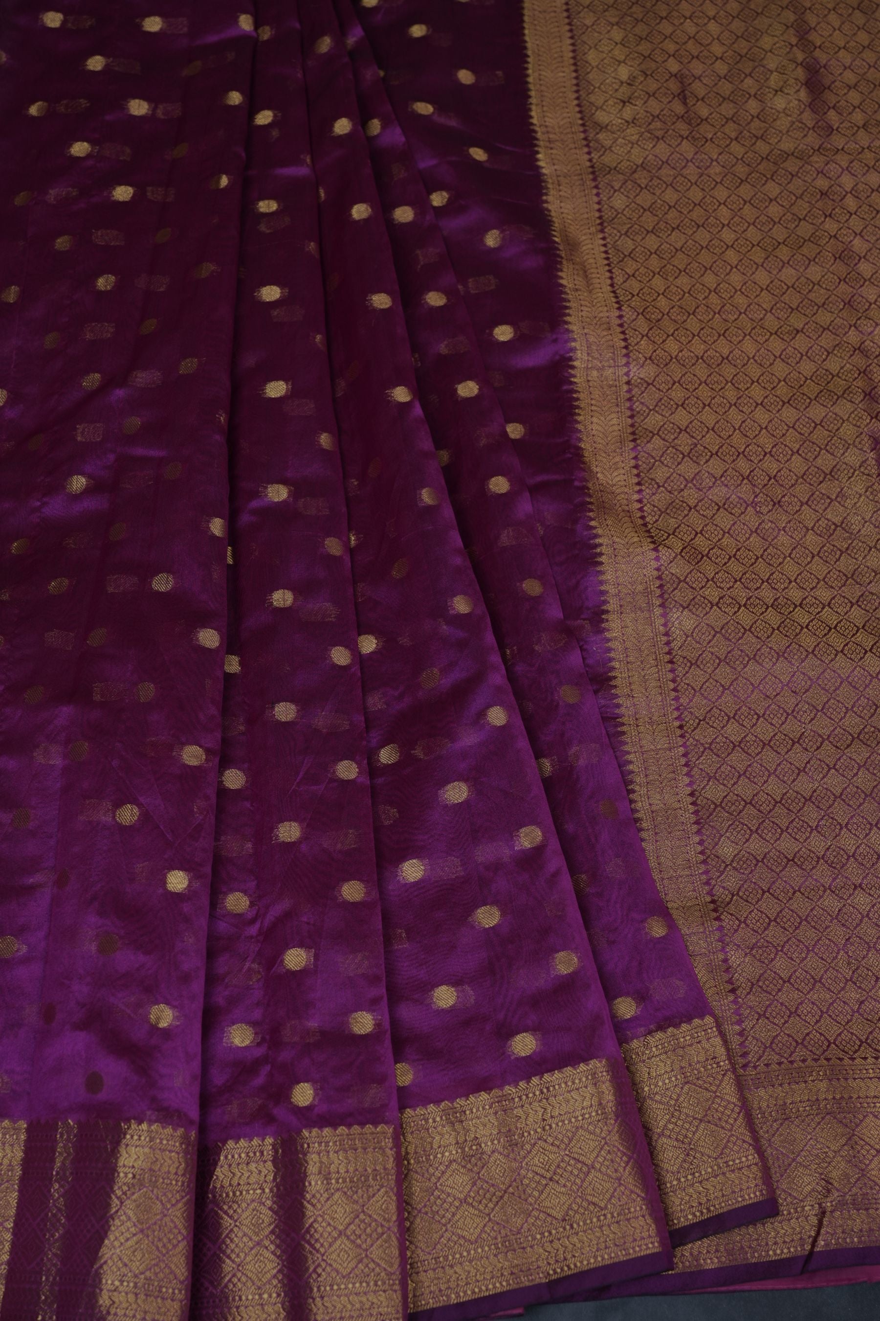 Coin-Inspired Elegance: Raw Silk Saree in Purple, Weaved Border & Blouse SAREE JCS Fashions
