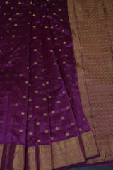 Coin-Inspired Elegance: Raw Silk Saree in Purple, Weaved Border & Blouse