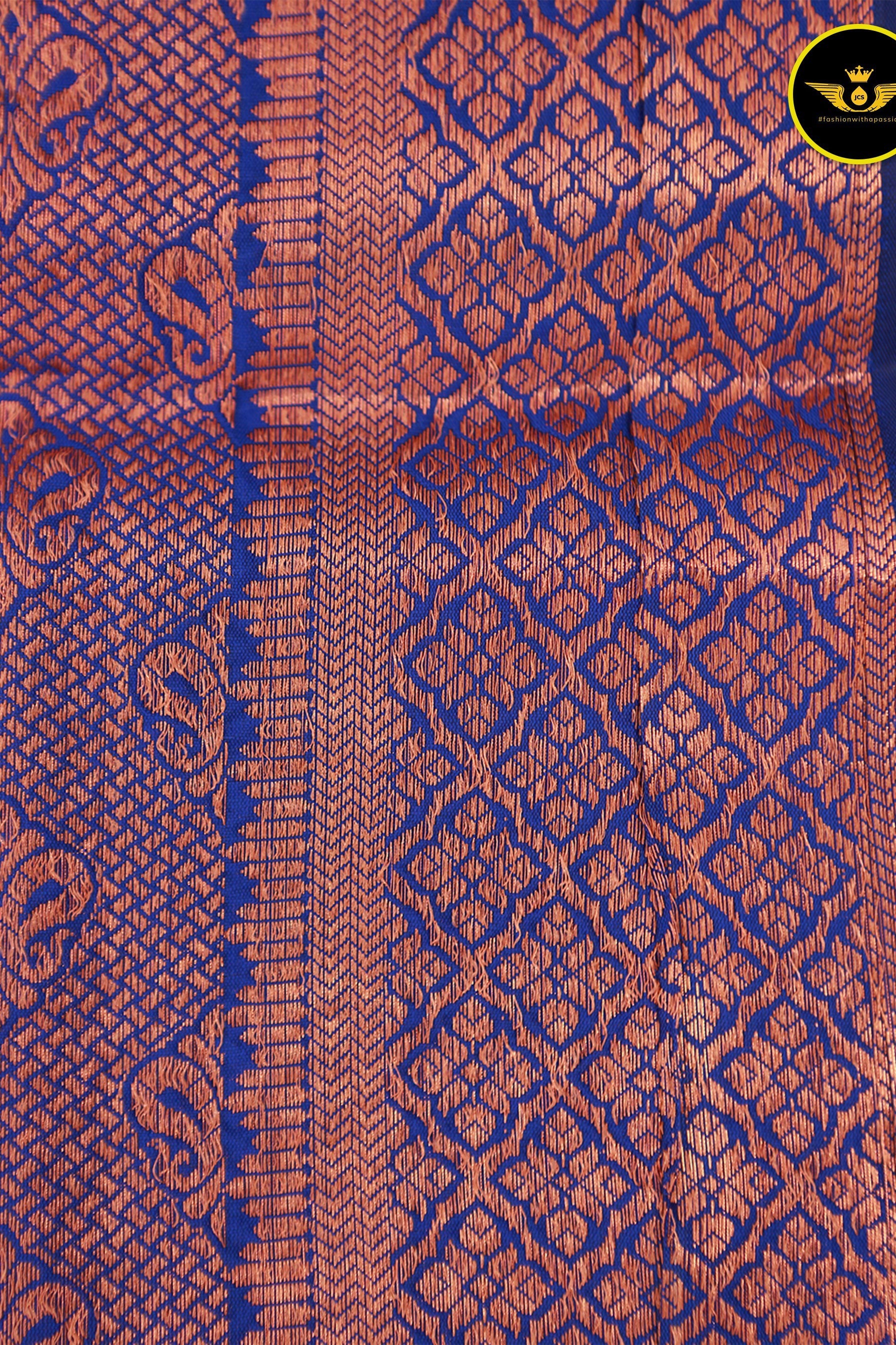 Embose Gold Jall Zari Deepam Pattu Saree with Kanchi Border Saree JCS Fashions