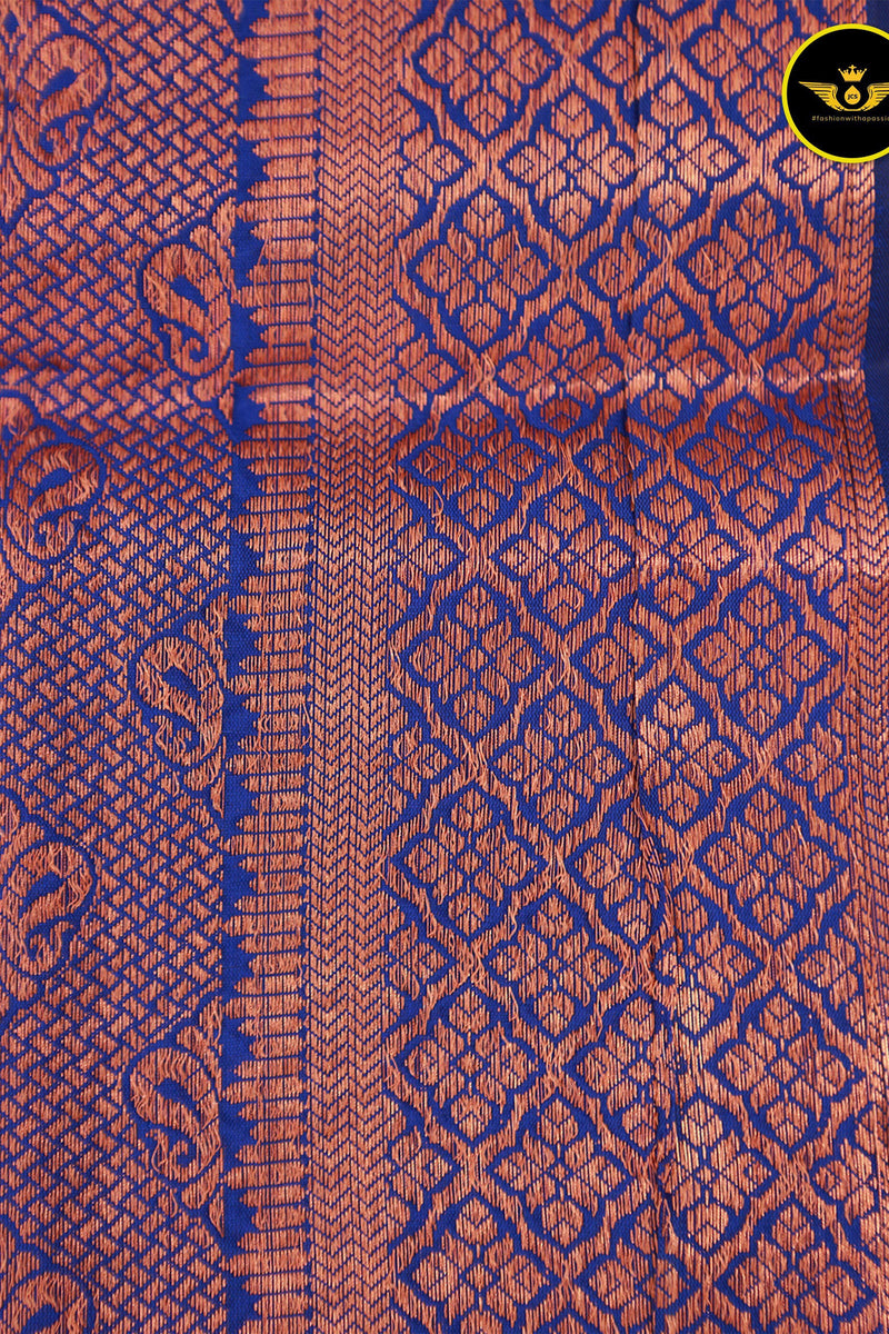 Embose Gold Jall Zari Deepam Pattu Saree with Kanchi Border