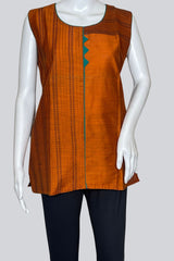 Cotton Kurti: Stylish 27" Length with Attached Short Sleeves