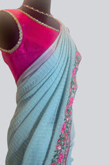 Dazzling Georgette Sequins Saree with Exquisite Embroidery