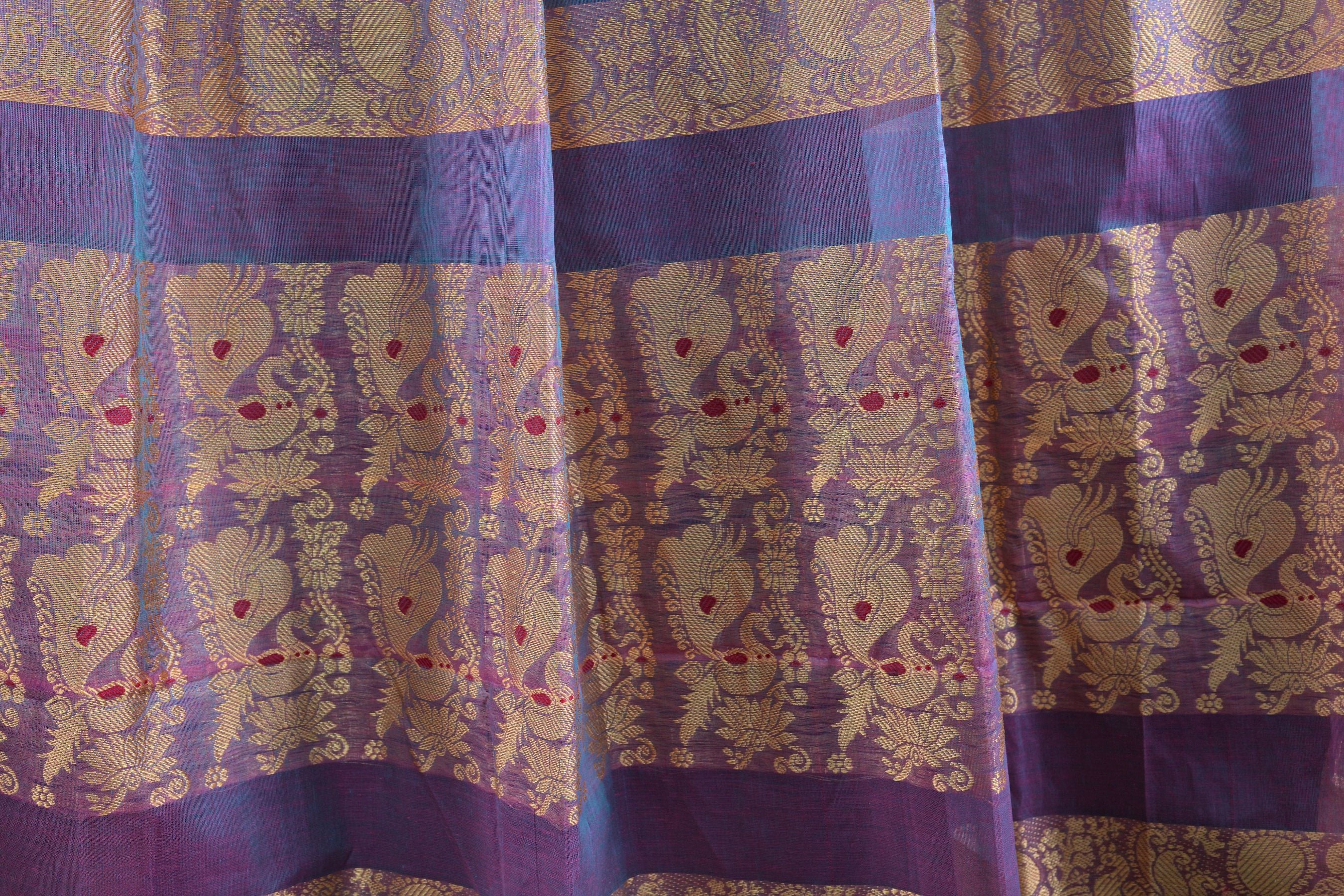 Elegant 100% Cotton Saree with Richly Woven Pallu - Indian Aesthetics Saree JCS Fashions