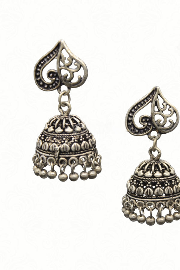 Rustic Glamour Oxidised Silver Plated Handmade Jhumka Jhumki Earrings