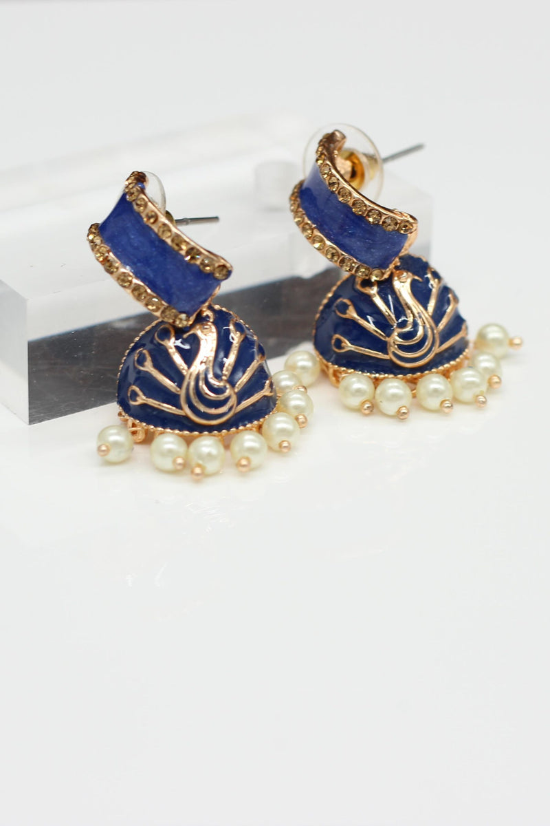 Jhumka Earrings With stones and imitation Pearls
