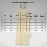 Chic Georgette Long Gown with Sequin Embellishments in Yellow
