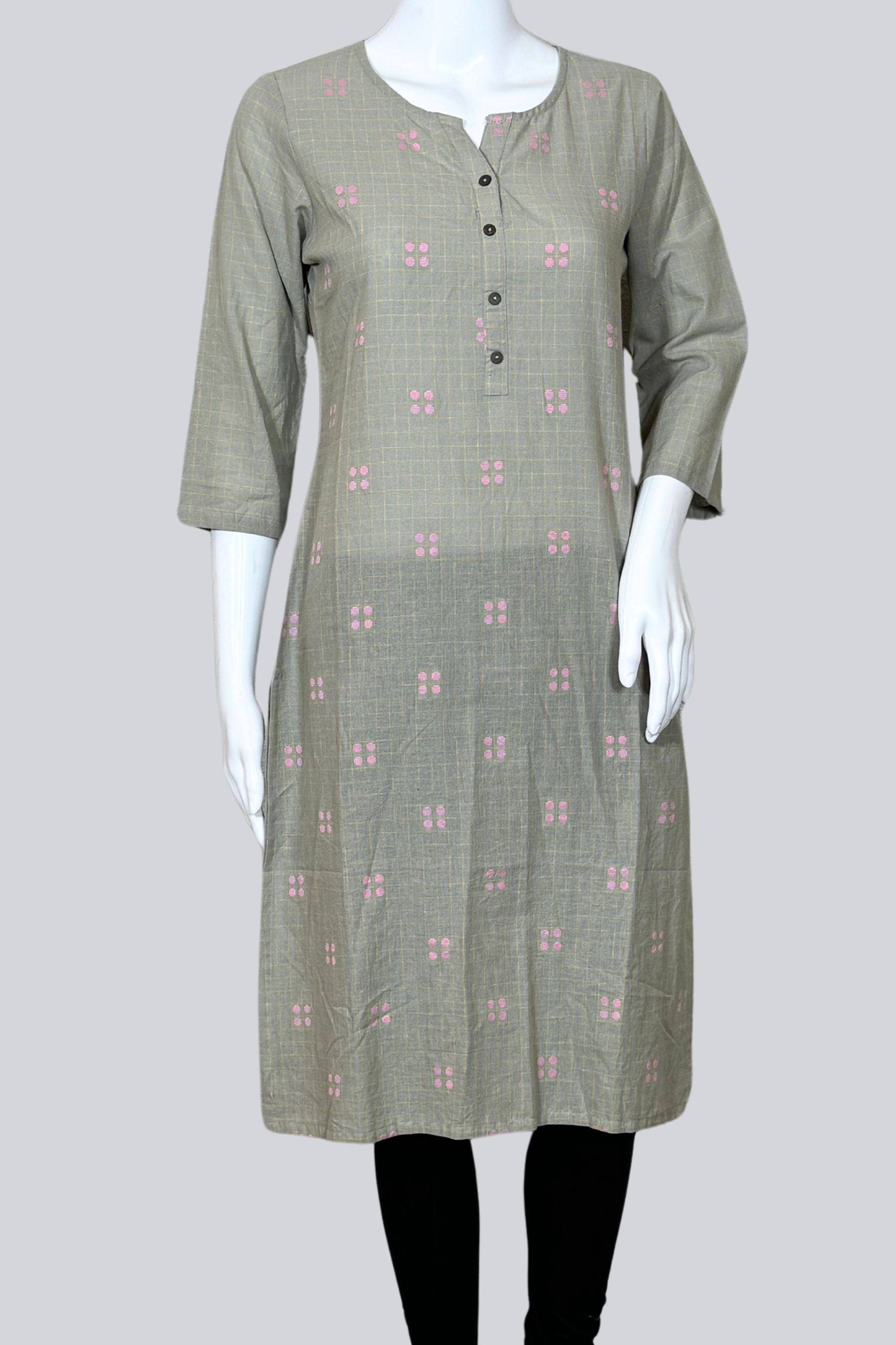 Dive into Cool Comfort with Our Handloom Cotton Kurtis at JCS Fashions Kurti JCS Fashions Grey Small (36)
