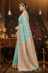 Jungle Green Cotton Shimmer Saree with Stone Work and Grand Pallu, Designer Saree with Blouse