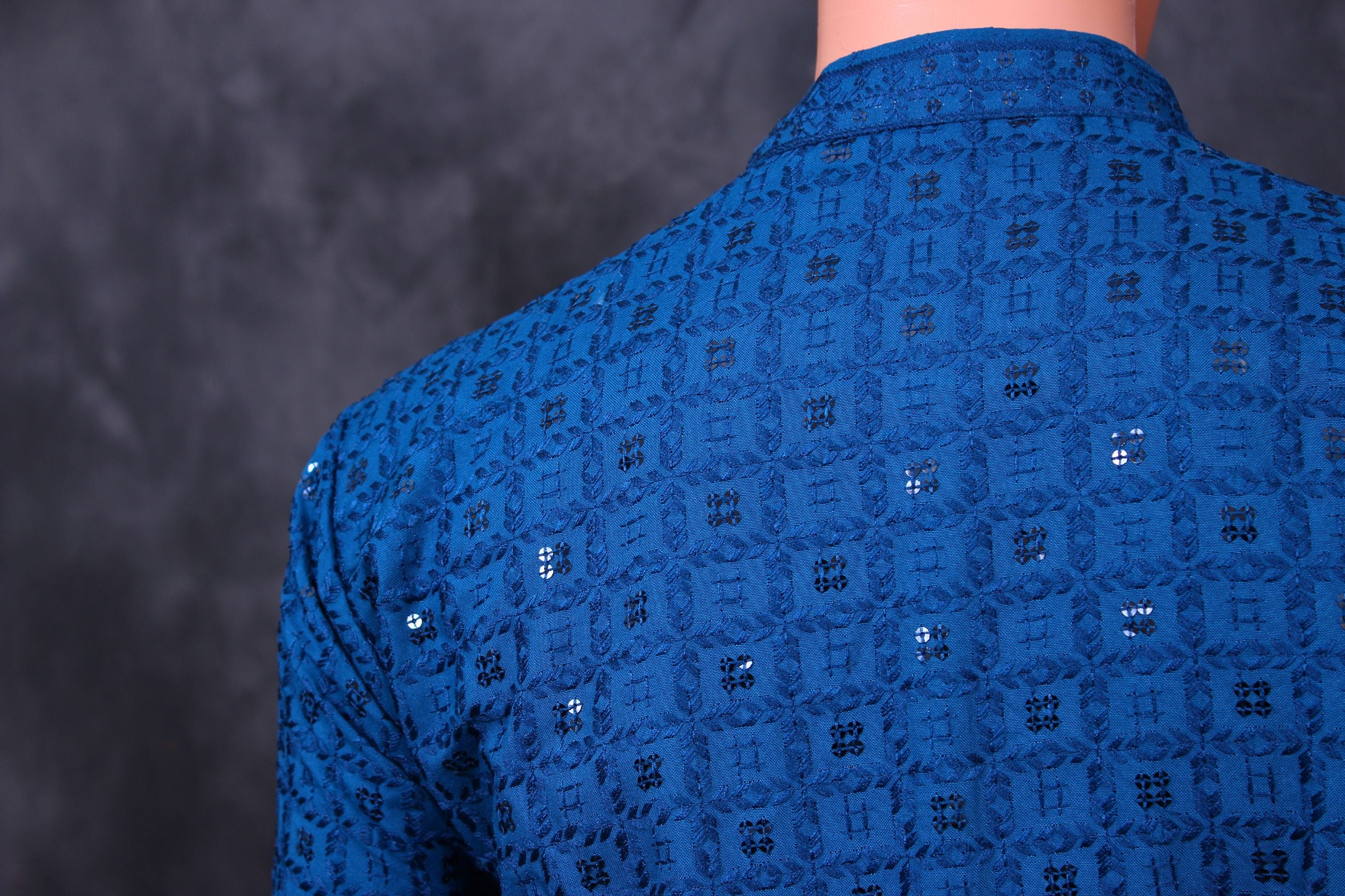 Luxurious Men's Lakhnavi Embroidered Sequin Kurta - JCS Fashions
