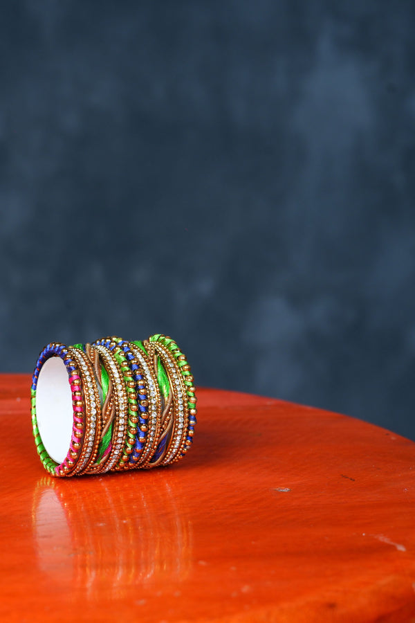 Kids' Silk Thread Bangles with Stone & Bead Embellishments - JCSFashions