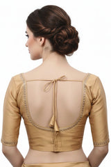 Gold Saree Blouse - Sabyasachi Cut, Ready-Made