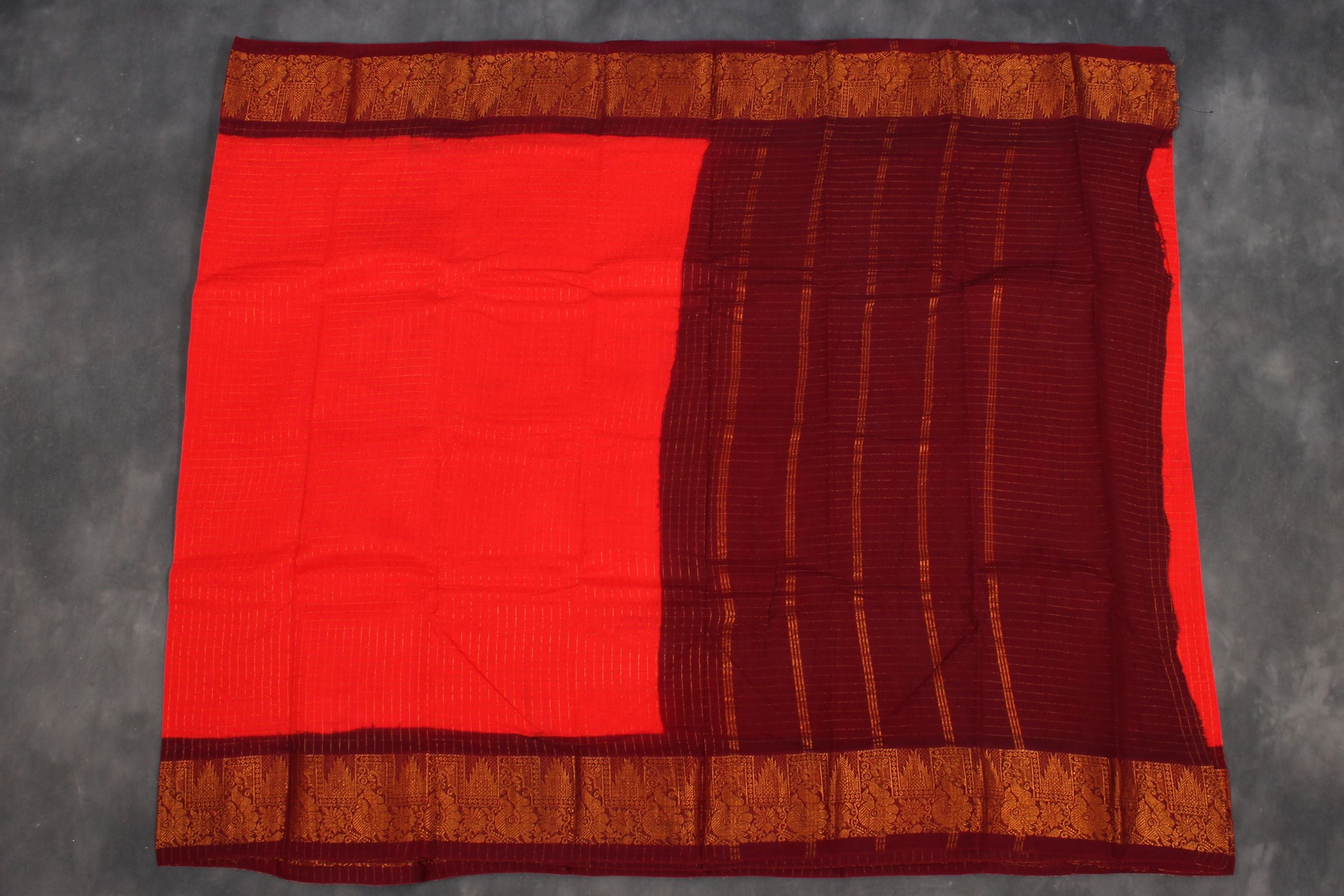 Elegant Madurai Sungudi Cotton Saree with Golden Checks and Zari Border Saree JCS Fashions