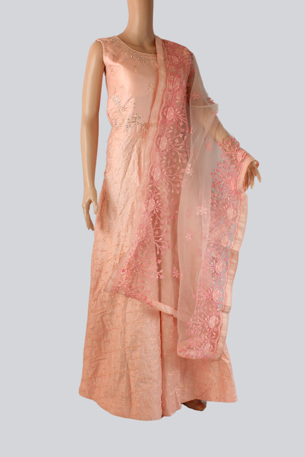 Modal Silk Long Gown With Stones And Embroidery Work