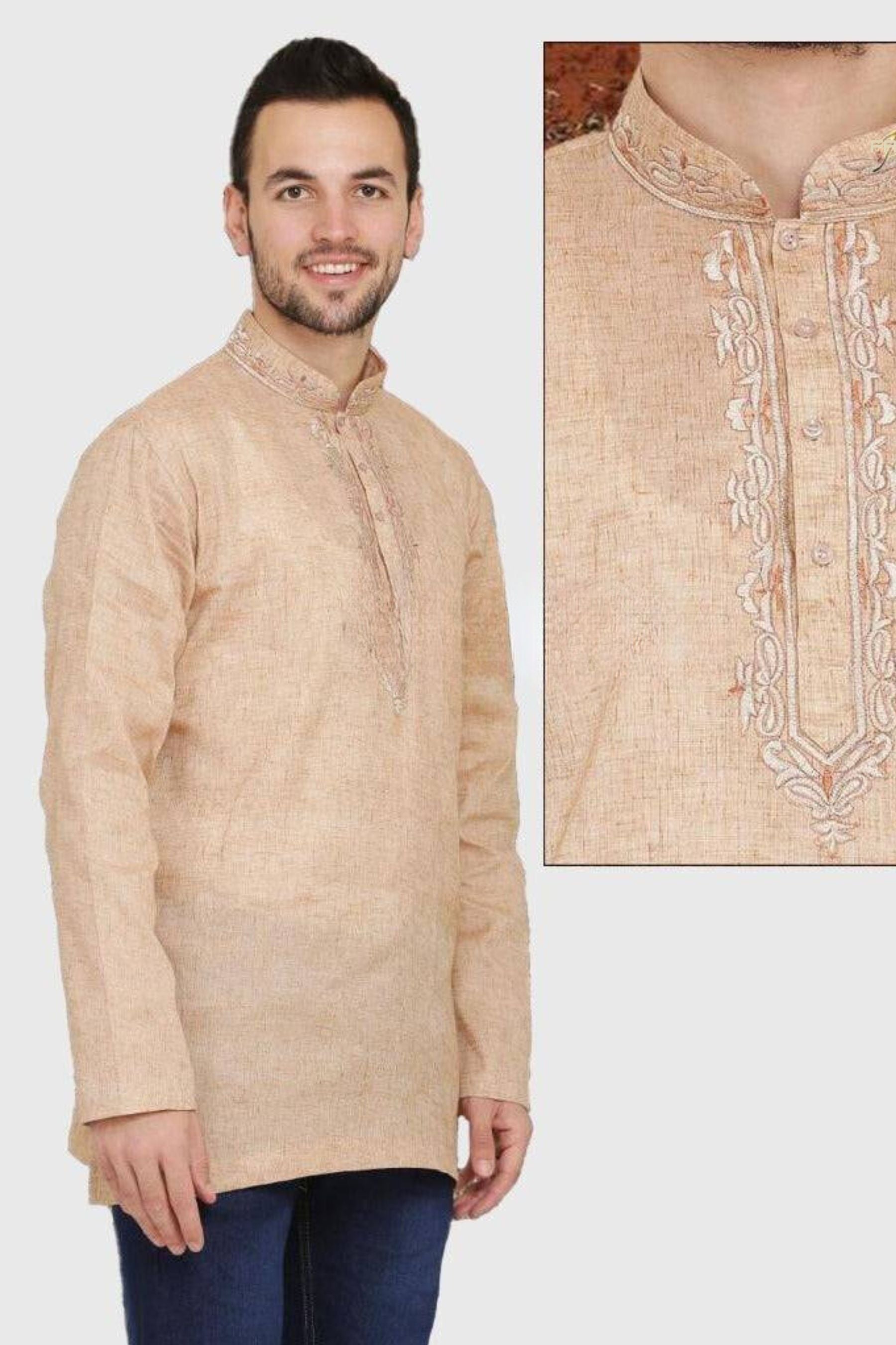 Men's Short Kurta Men JCS Fashions 38 Brown