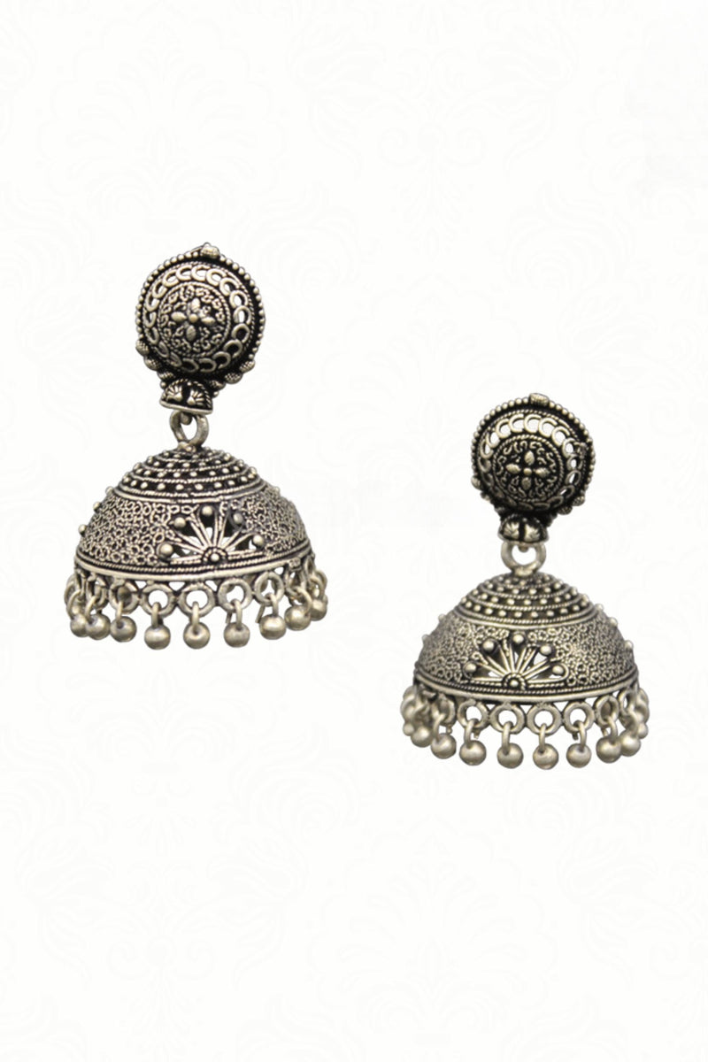 Beautiful Oxidised Silver Plated Handmade Jhumka Jhumki Earrings