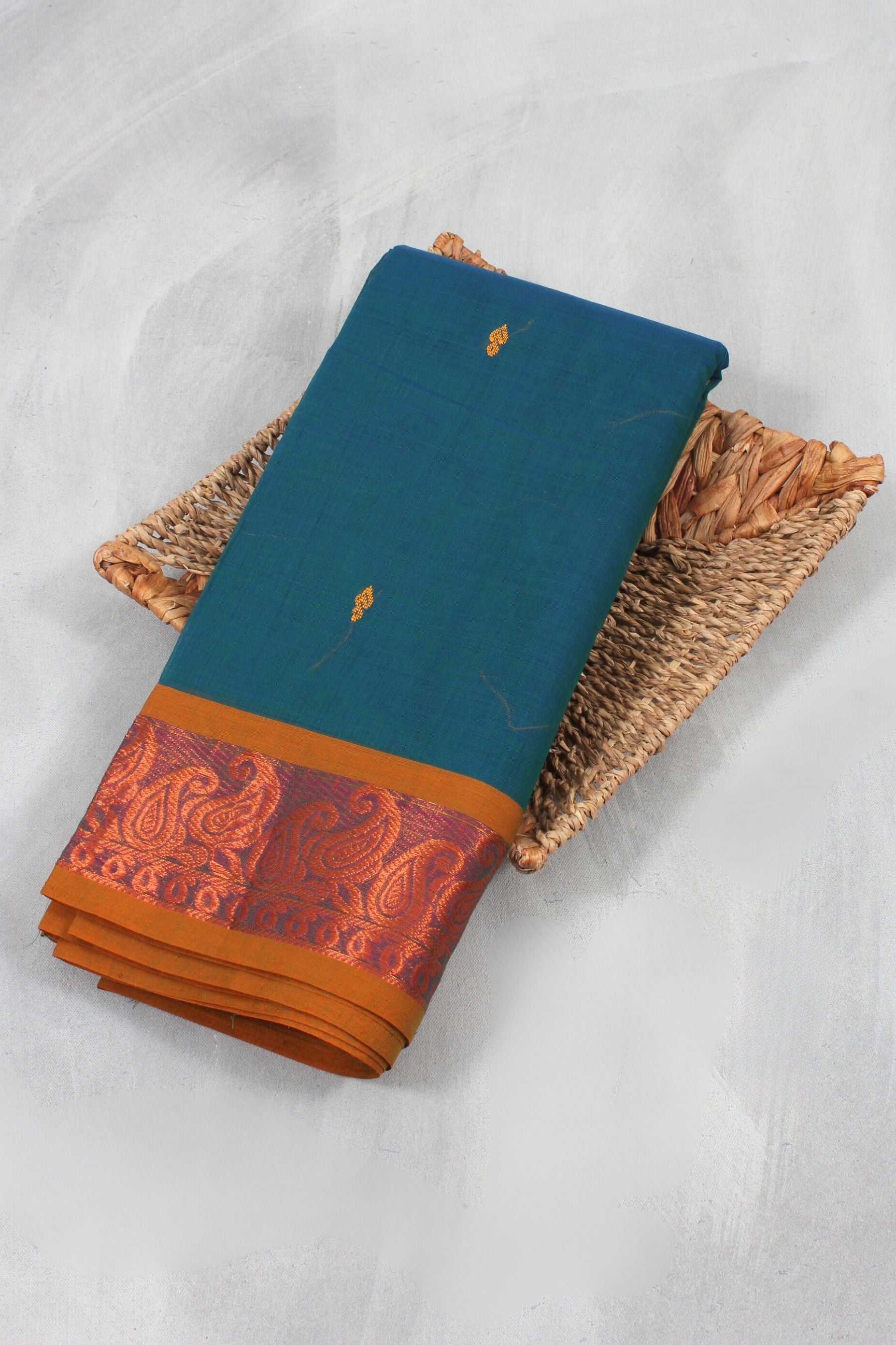 Elegant Saree Cotton with Line Pallu – Embrace Indian Tradition in Style Saree JCS Fashions Teal 5.5 meters