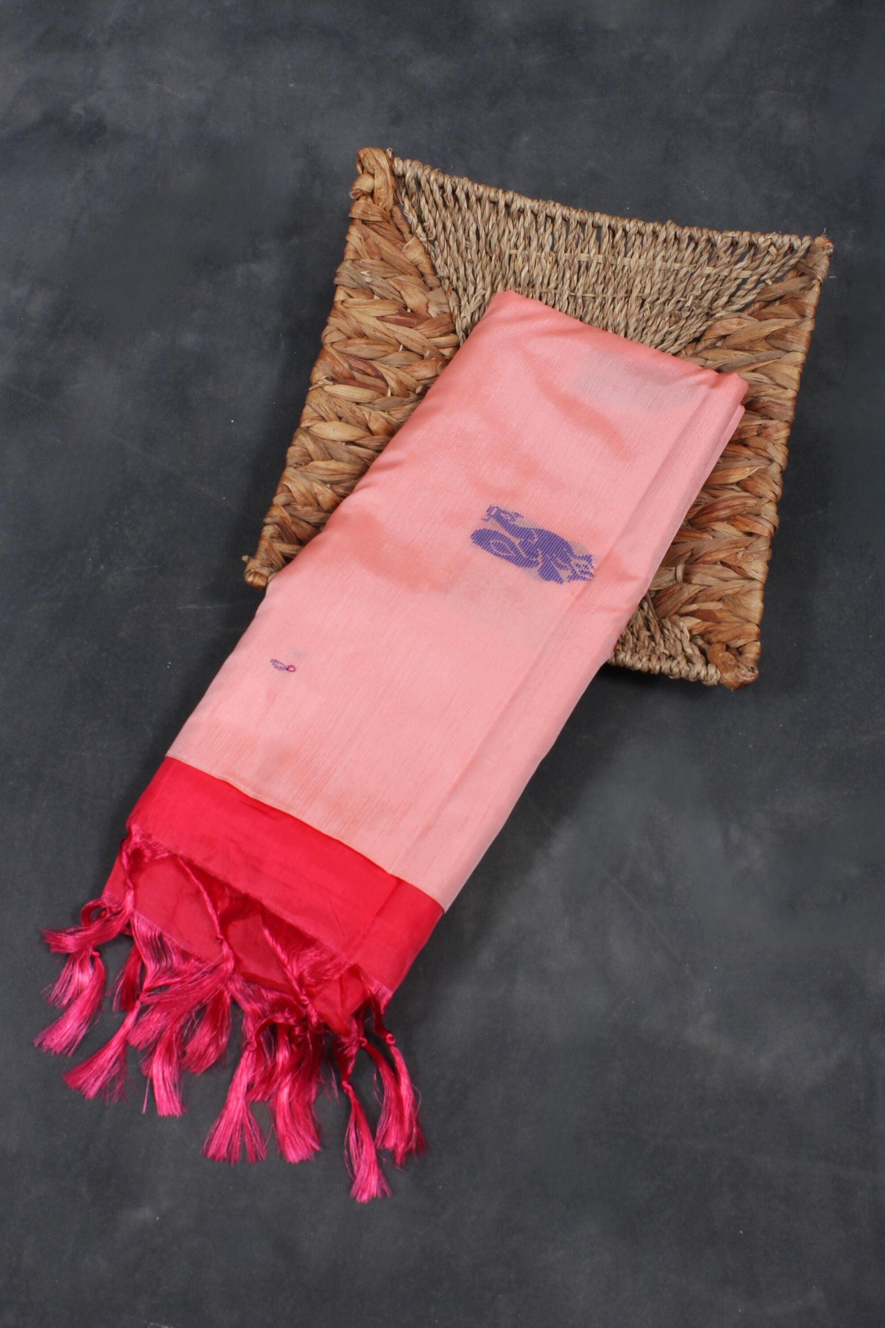 Eco-Chic Handwoven Banana Pith Saree - Timeless Style by JCSFashions Saree JCS Fashions Pink 5.5 meters