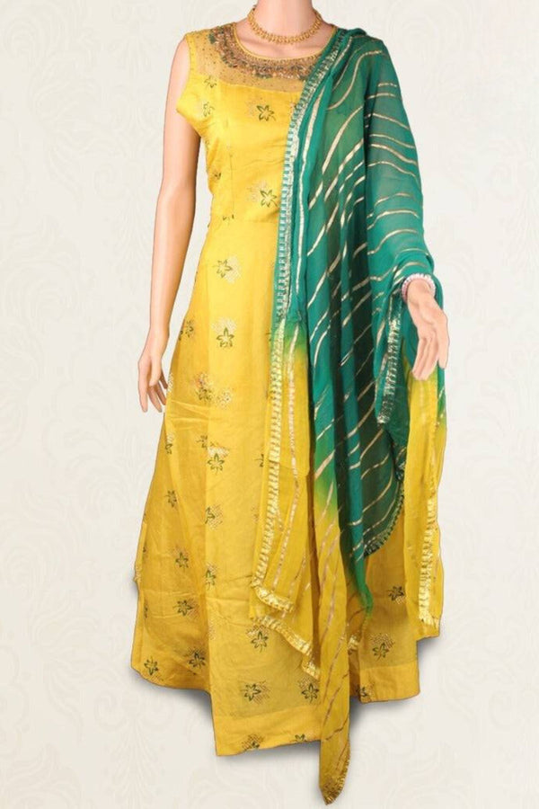 Chanderi Silk Full Flared Long Kurti | JCS Fashions