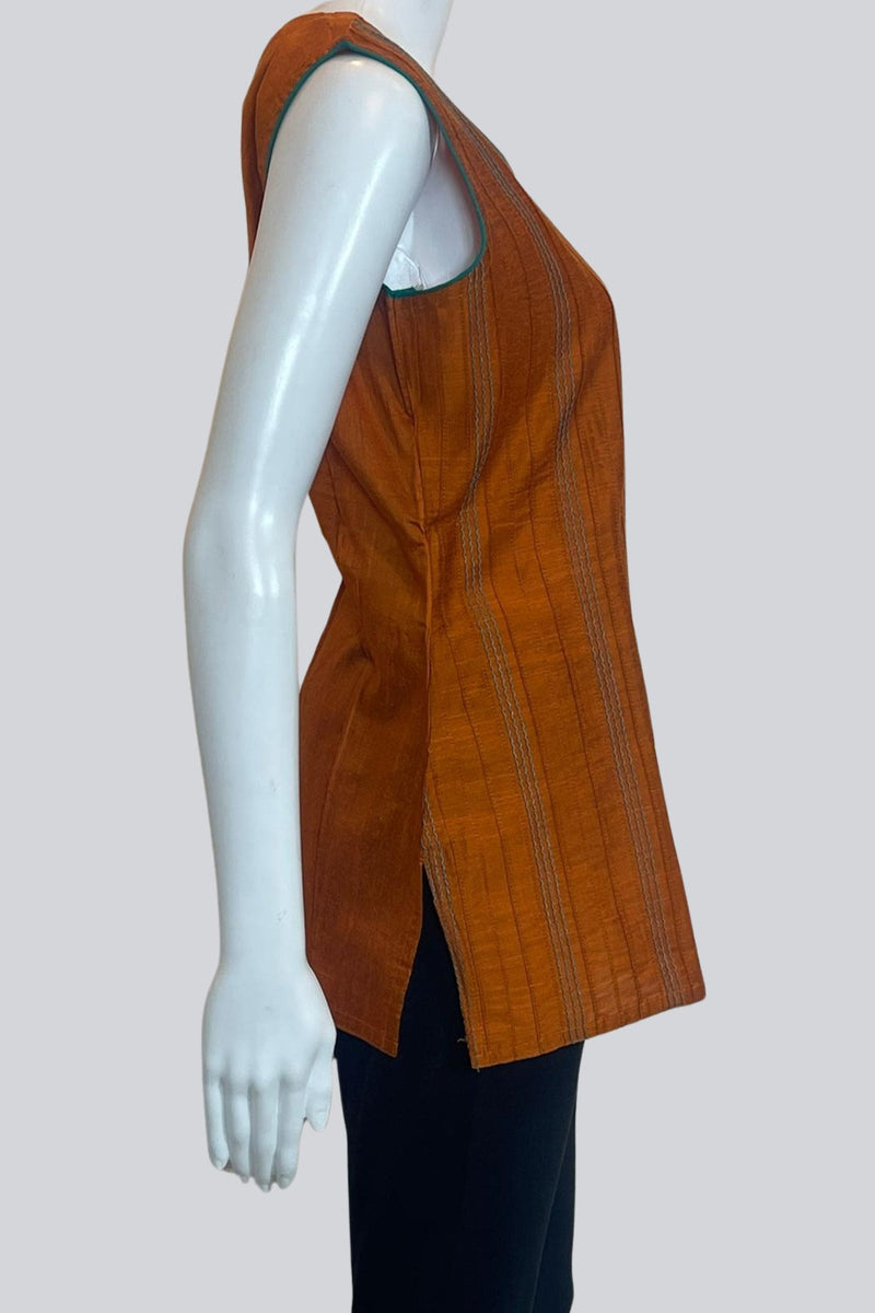 Chic Short Cotton Kurti: 27", Stylish Attached Sleeves - JCSFashions