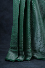 Luxurious Dupion Silk Saree with Silver Zari & Customizable Blouse