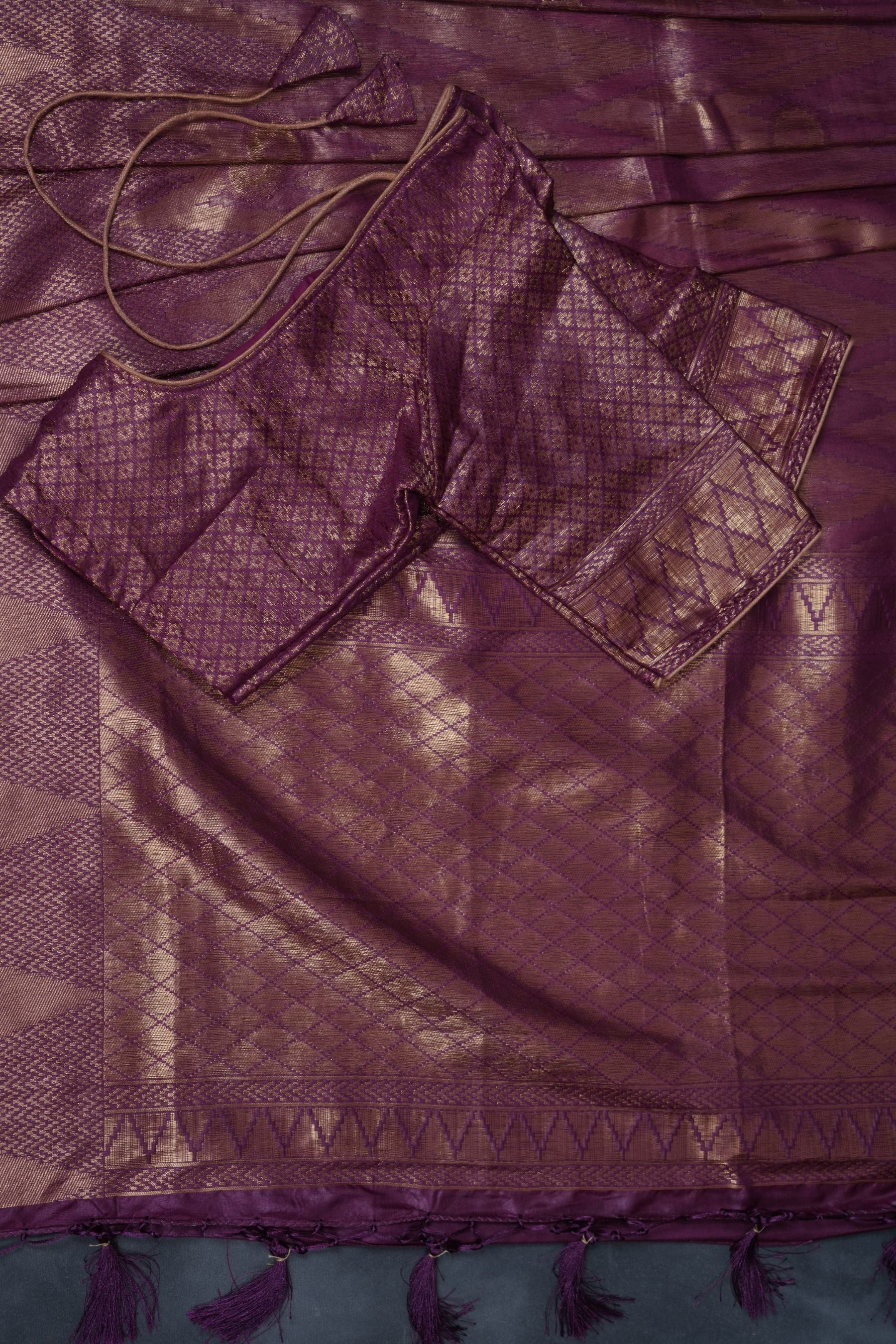 Wine Color Soft Semi-Silk Saree With stitched Blouse SAREE JCS Fashions