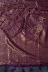 Wine Color Soft Semi-Silk Saree With A stitched Blouse