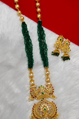 Exquisite 14" Beaded Jewelry Set with Jhumka Dangles & Matching Earrings
