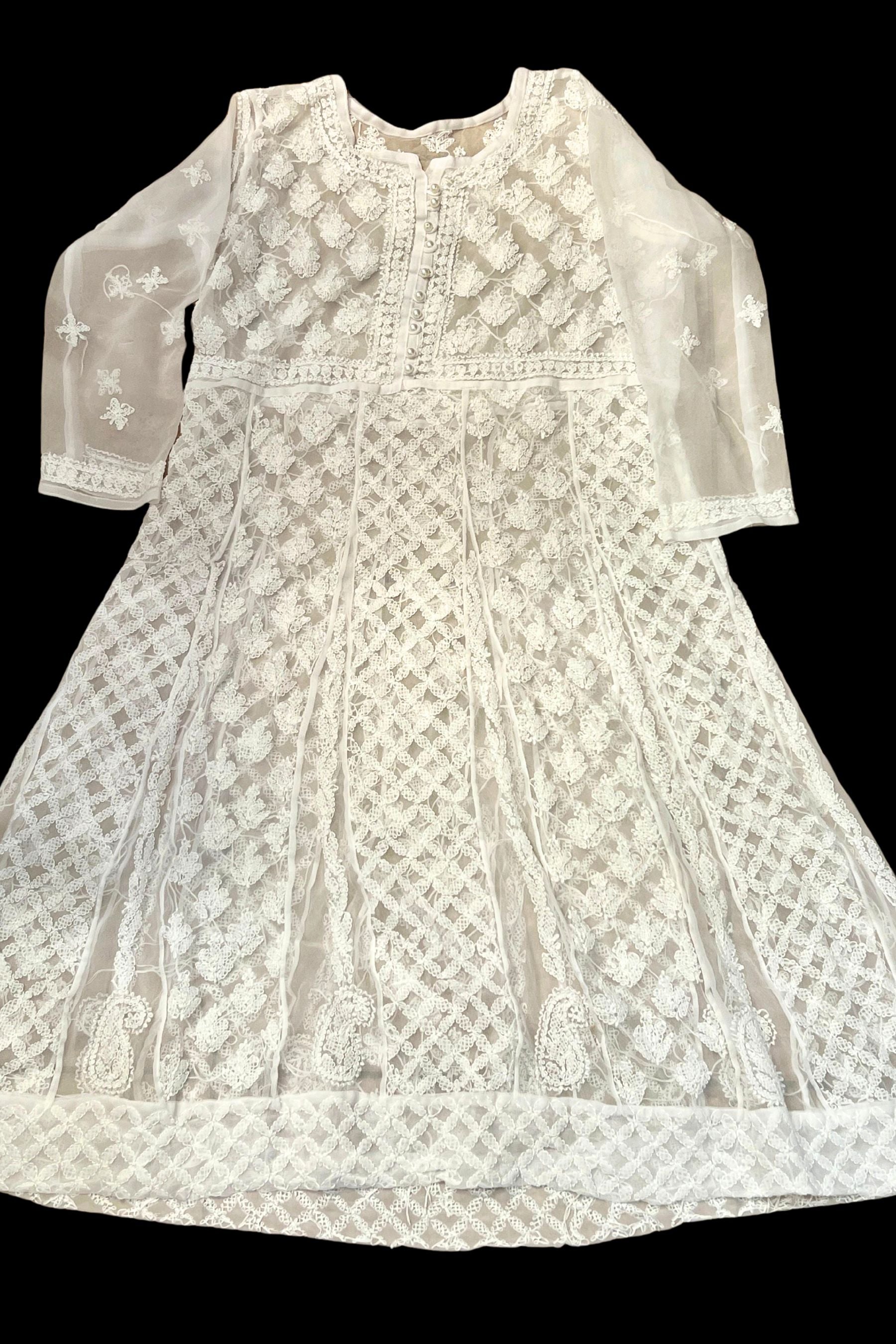 Stylish Georgette Chickenkari Kurti with Matching Pants | JCSFashions KURTI JCS Fashions