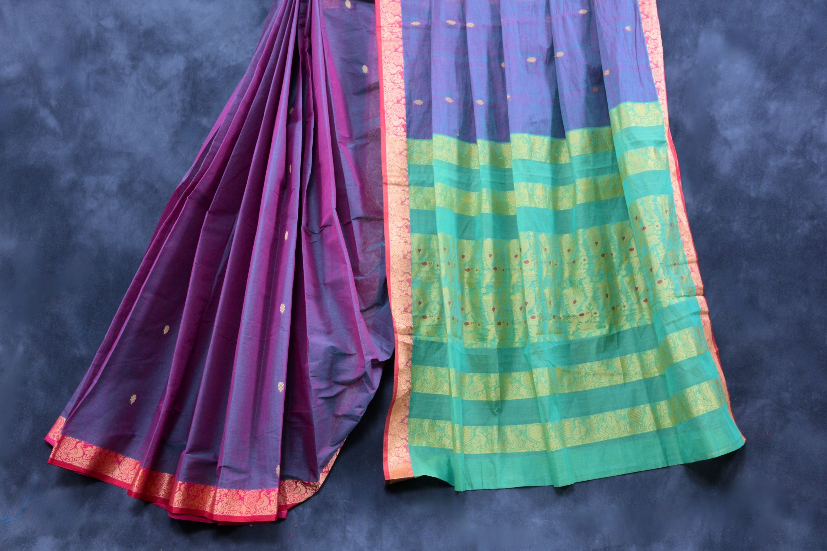 Premium 6 3/4 Yard Cotton Saree with Rich Pallu - Ethnic Elegance Saree JCS Fashions