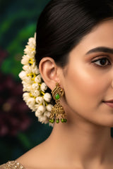 Red Antique Leaf-Design Jhumka Earrings for Women —