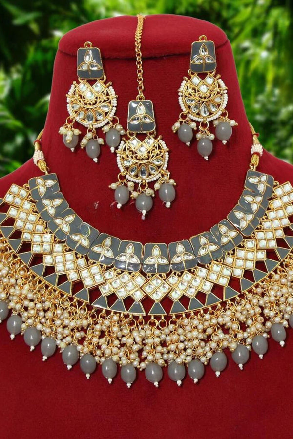 Stunning Meenakari Necklace Set with earrings and tikka