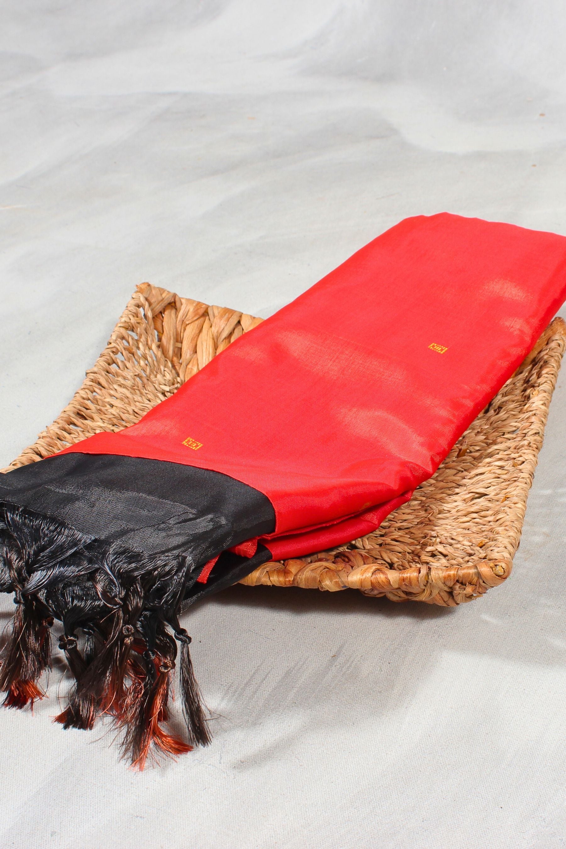 Elegant Handwoven Banana Pith Saree - Sustainable & Versatile Ethnic Chic Saree JCS Fashions Orange & Black 5.5 meters