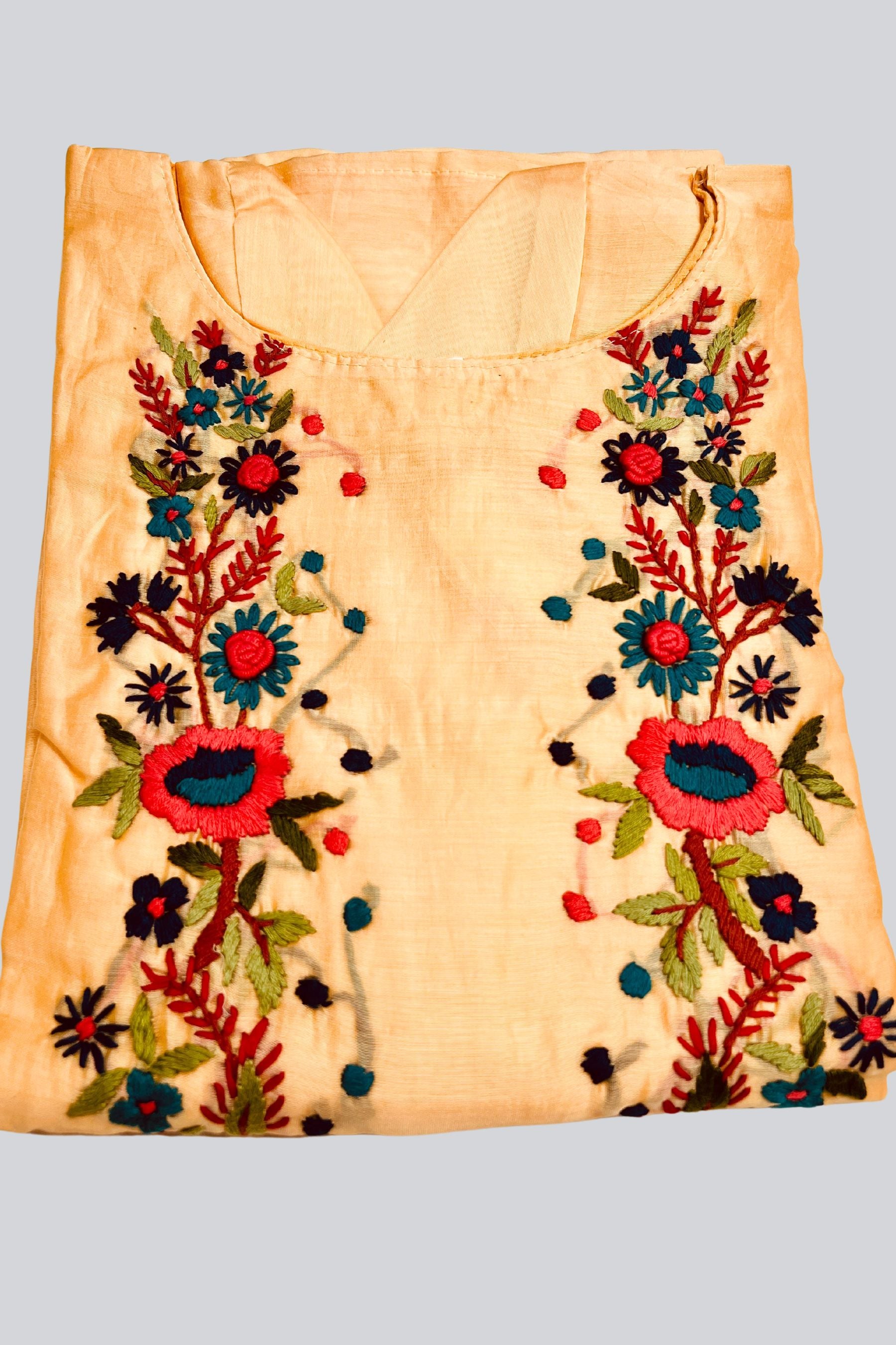 Silk Kurti with Elegant Thread Work & Organza Dupatta | Festive Wear KURTI JCS Fashions