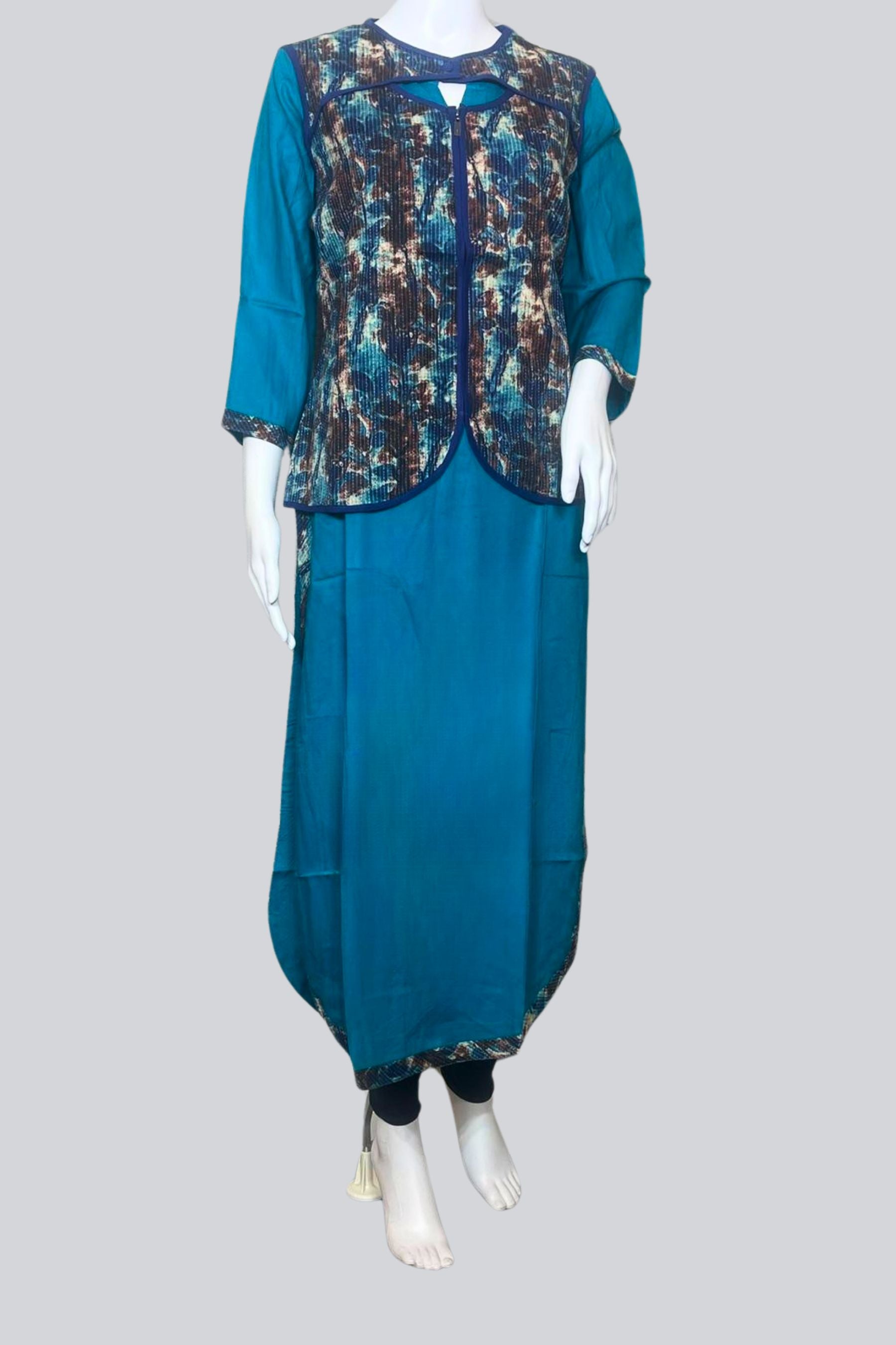 Elegant Rayon Kurti with Stylish Jacket – Perfectly Tailored for Comfort KURTI JCS Fashions Teal Green Small (36)