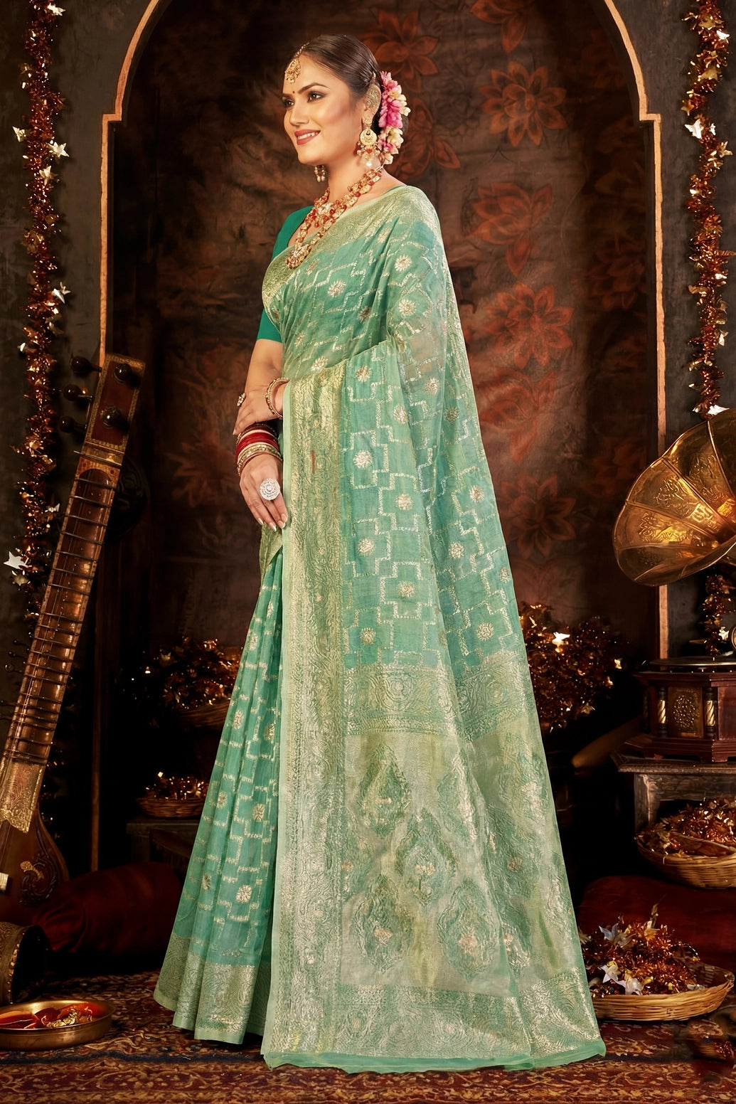 Candy Crush Cotton weaving Saree, beautiful design and light weight saree, saree comes with blouse