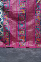 Elegant Handcrafted Ikkat Saree in Rich Cream - Tradition & Style