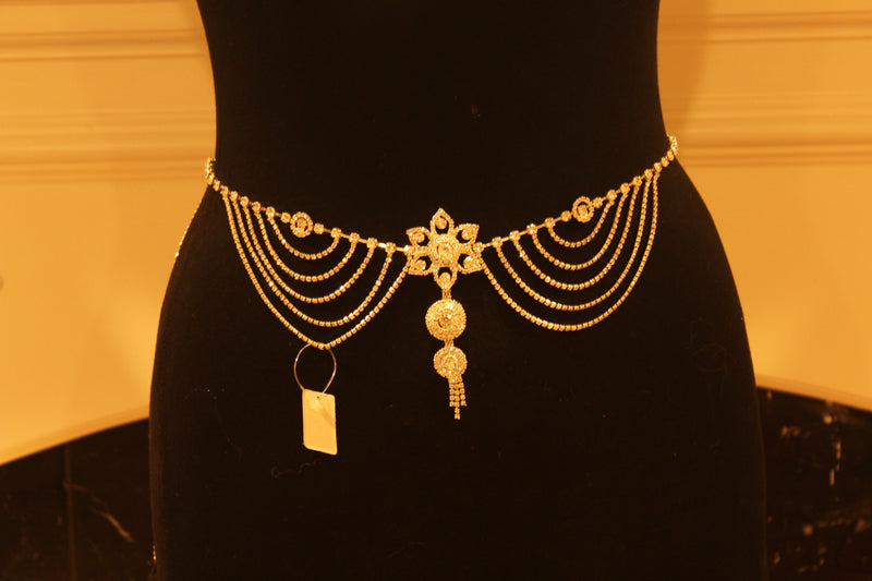 Luxe Golden Hip Chain Belt Encrusted with Gleaming Stones at JCSFashions