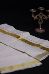 Traditional Kerala Cotton Dhoti, Veshti with gold Zari by JCSFashions - Elegance & Comfort