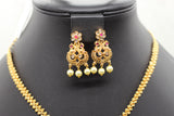 Chic Gold-Polish Chain & Earring Set with Stone and Bead Accents