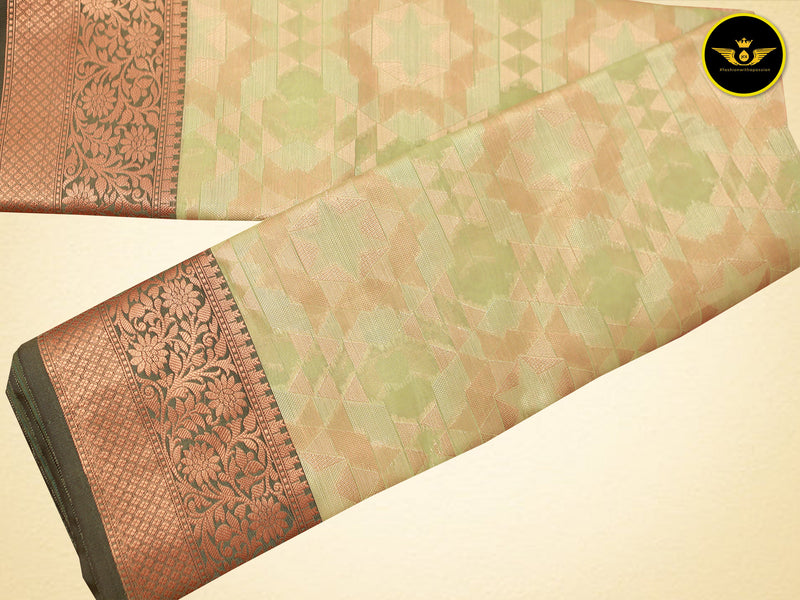Stunning Semi Silk Saree with Beautiful Weaves, Contrast Border & Pallu