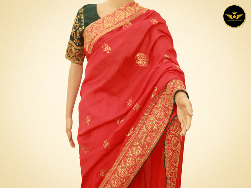 Art Silk Sarees With Embroidery Pattern Blouse