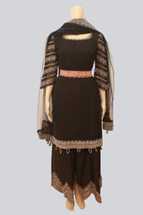 Chic Aari & Maggam Work Hip Belt: Elegant White Stones, Stylish Copper Hue