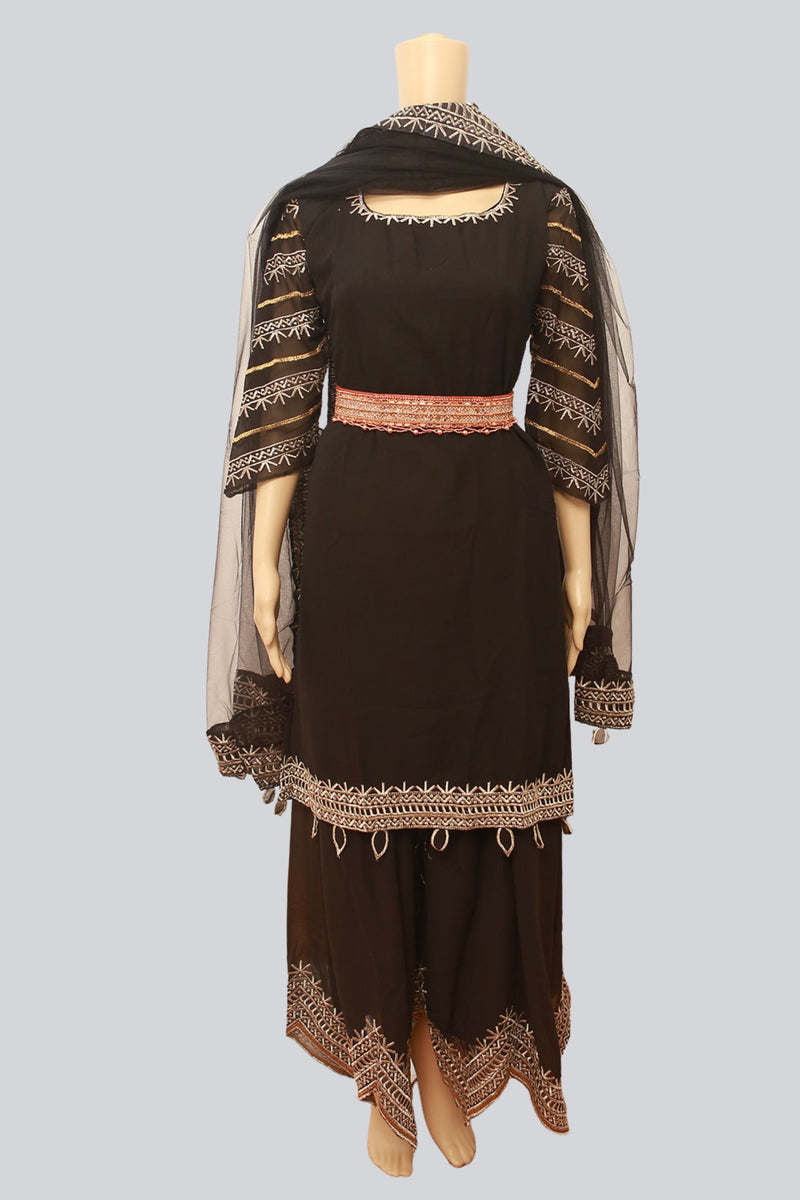Chic Aari & Maggam Work Hip Belt: Elegant White Stones, Stylish Copper Hue